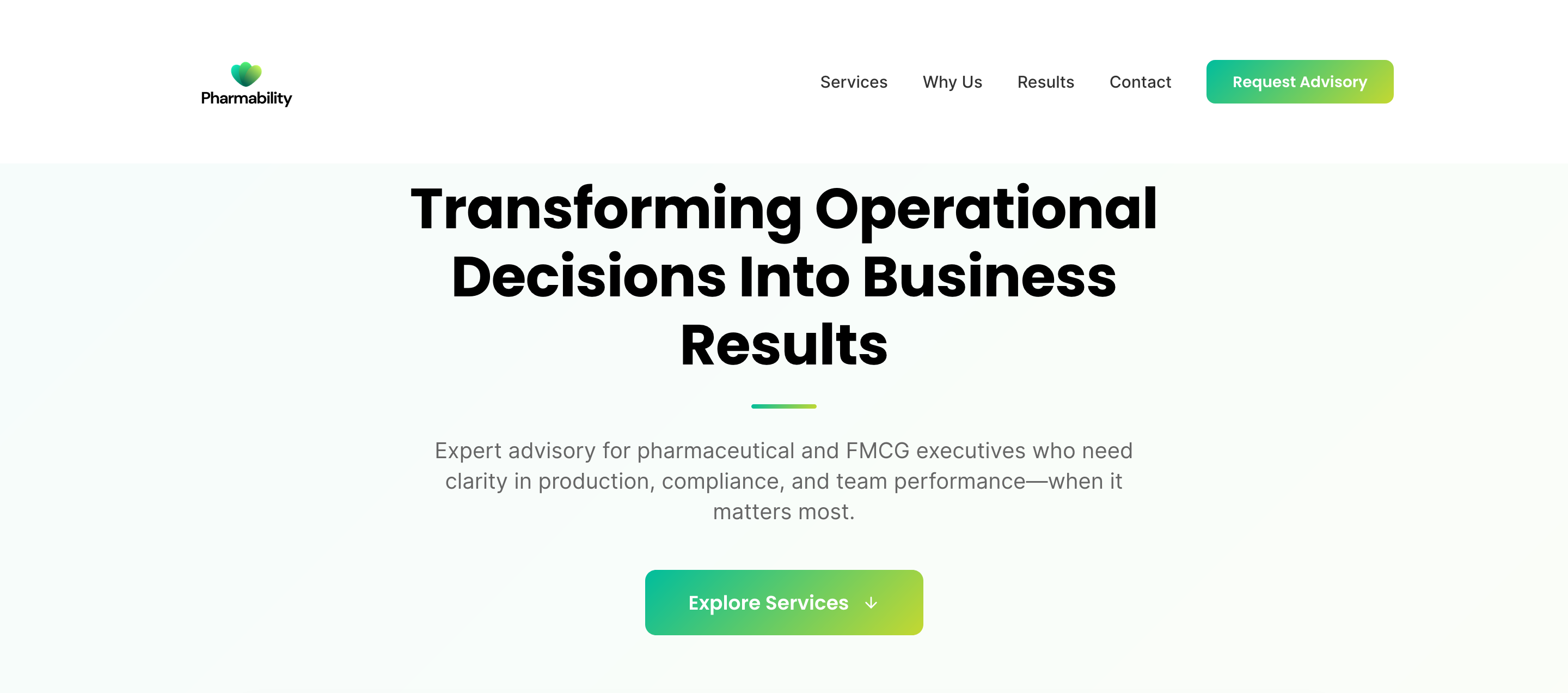 Homepage of the Pharmability executive advisory website